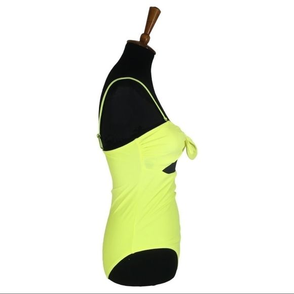 Neon Yellow One Piece Bathing Suit - Picture 3 of 6